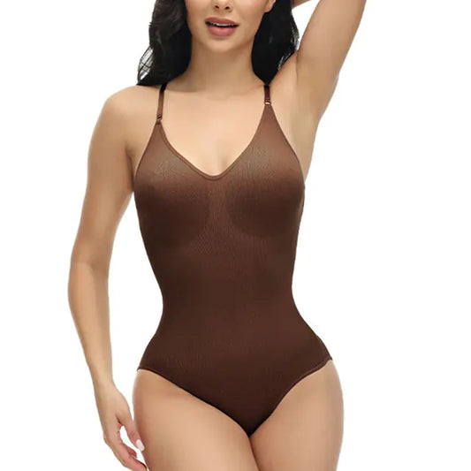 Women's Luxury V-Neck Bodysuit - Ultra-Thin Spaghetti Strap Shaper for Smooth, Natural Look